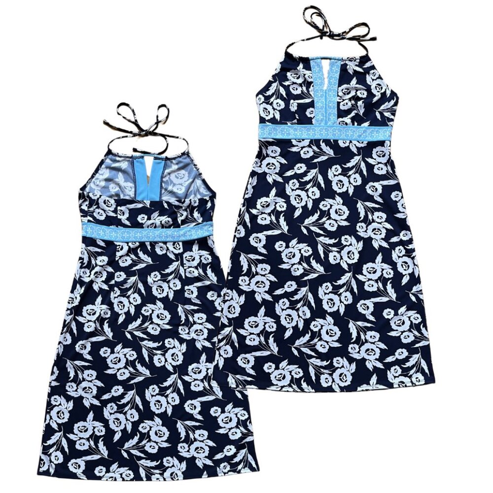 LOFT Halter Blue Floral Dress, Size 6P